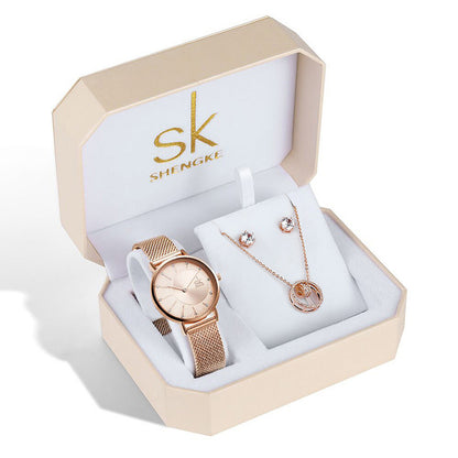 Women’s Rose Gold Quartz Watch Set | Three Piece | Elegant | Gift