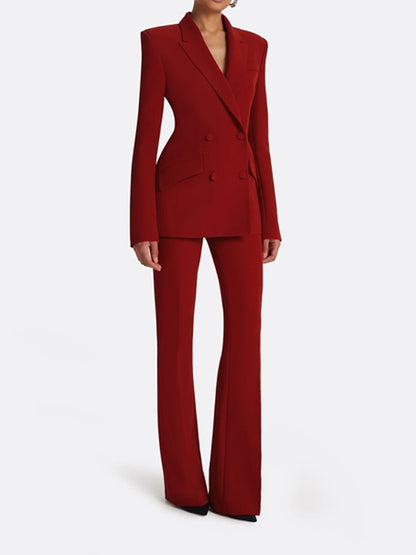 Women’s Two Piece Suit Set | Red | Double Breasted | Elegant