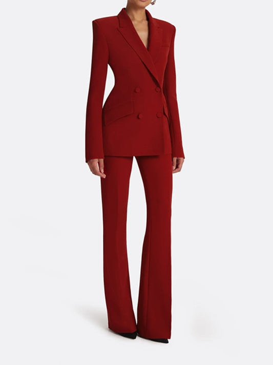 Women’s Two Piece Suit Set | Red | Double Breasted | Elegant