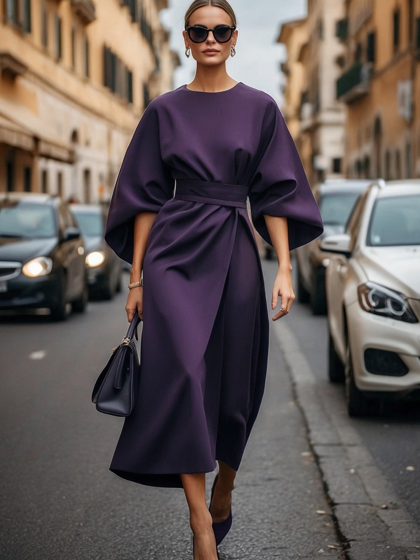 Women’s Round Neck Maxi Dress | Solid Color | Casual | Elegant