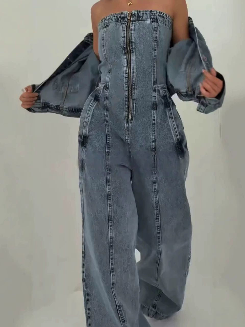 Women’s Two Piece Set | Denim | Bandeau | Casual