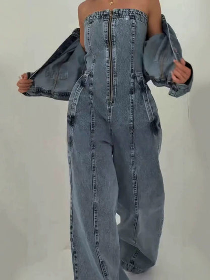 Women’s Two Piece Set | Denim | Bandeau | Casual