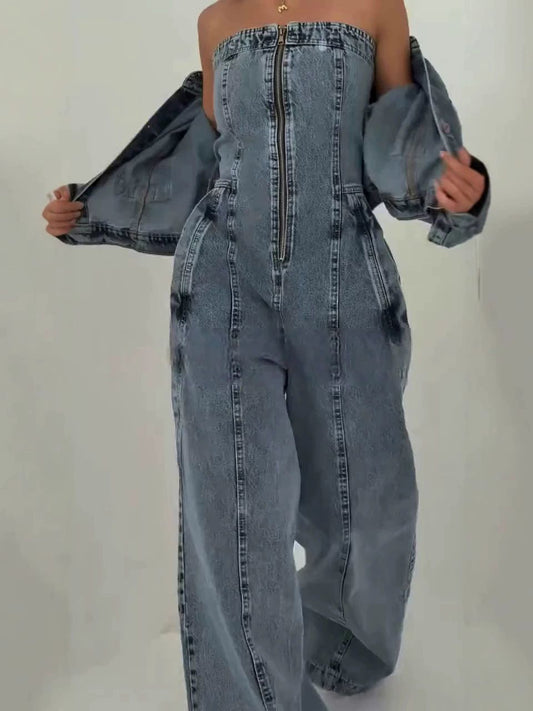 Women’s Two Piece Set | Denim | Bandeau | Casual