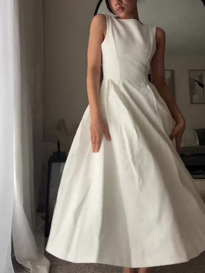 Women’s Sleeveless Swing Maxi Dress | White | Casual | Elegant