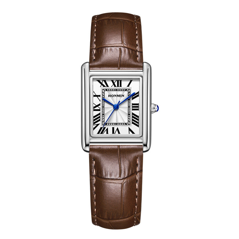 Women’s Square Quartz Watch | Leather Strap | Casual | Waterproof