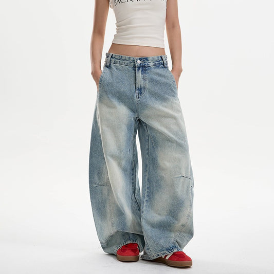 Women’s Washed Distressed Jeans Bottoms | Retro | Streetwear | Loose