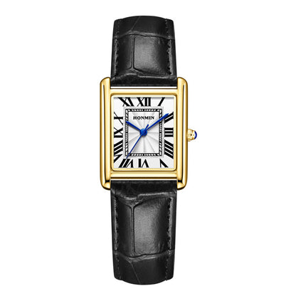 Women’s Square Quartz Watch | Leather Strap | Casual | Waterproof
