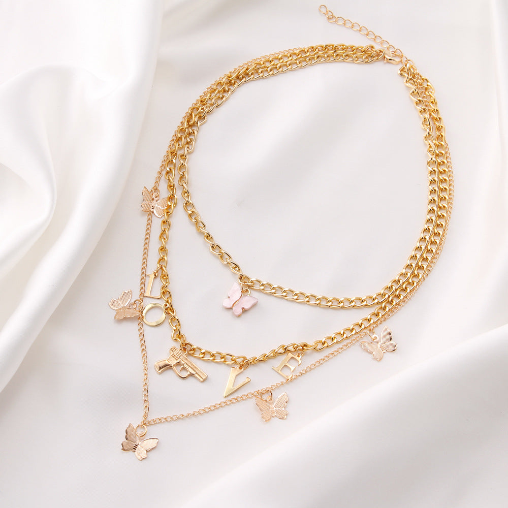 Women’s Jewelry Butterfly Pendant Necklace | Multilayer | Elegant | Gift