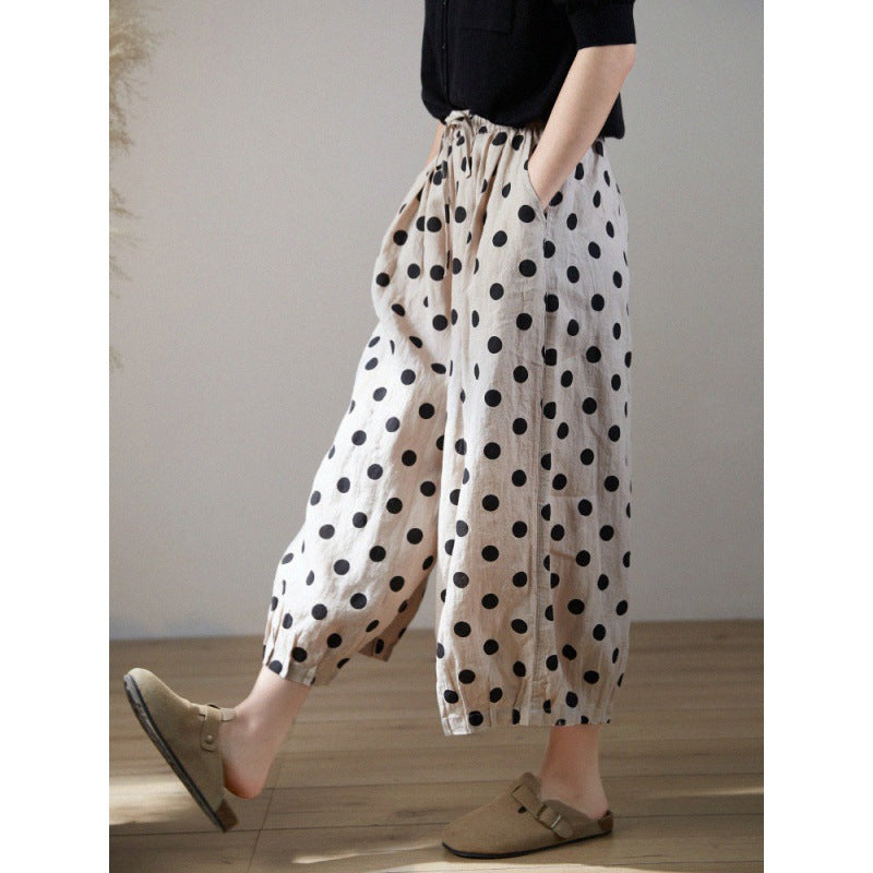 Women’s Cotton Linen Harem Pants Bottoms | Loose Fit | Plus Size | Casual