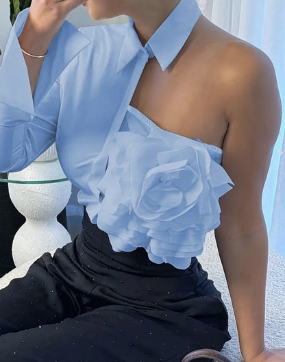 Women’s One Shoulder Top | White | Elegant | Casual