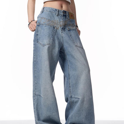 Women’s Reverse Design Washed Denim Jeans Bottoms | Retro | Streetwear | Casual
