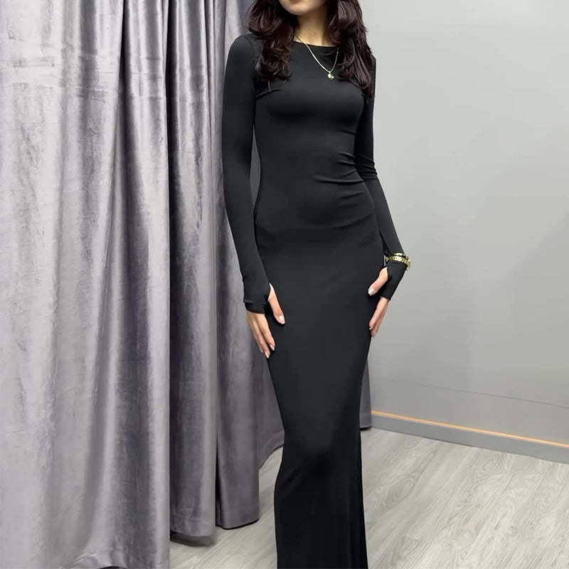 Women’s Long Sleeve Slim Fit Maxi Dress | Solid Color | Elegant | Party
