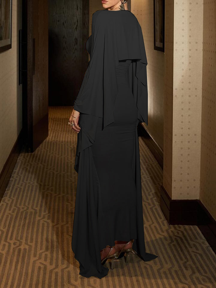 Women’s Ruched Flutter Sleeve Maxi Dress | Elegant | Dramatic | Party