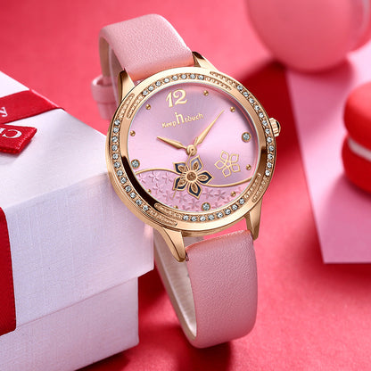 Women’s Flower Dial Waterproof Quartz Watch | Simple | Trendy | Fashion