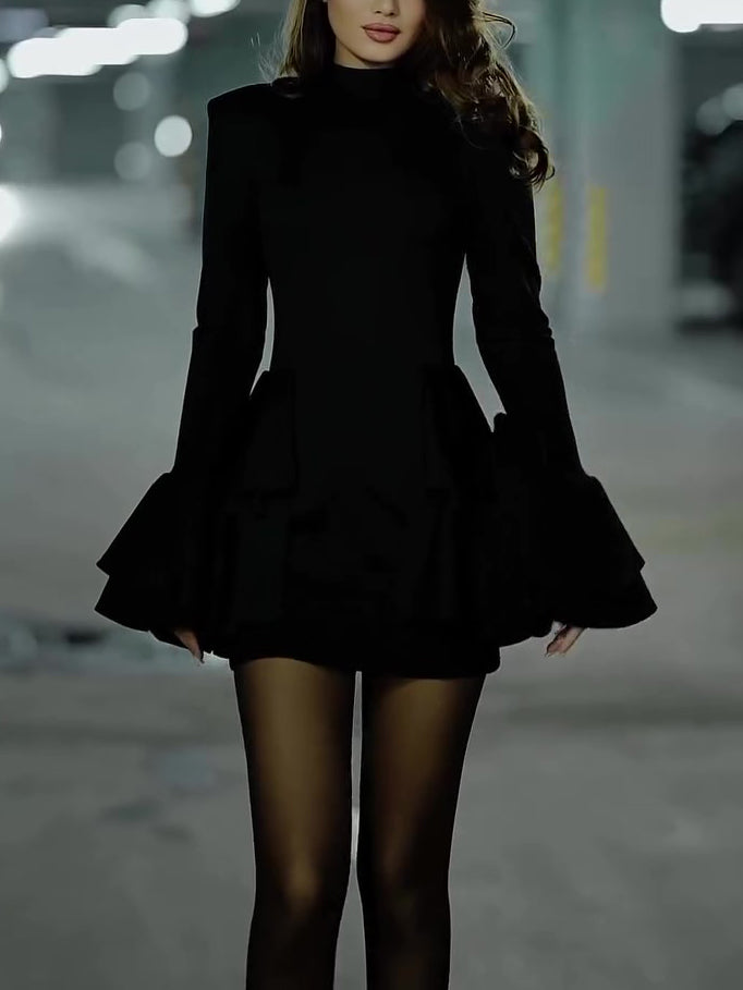 Women’s Bell Sleeve Mini Dress | Black | Elegant | Chic