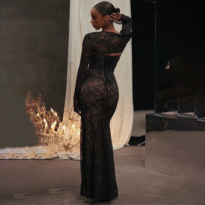 Women’s Lace French Style Maxi Dress | Elegant | Chic | Party