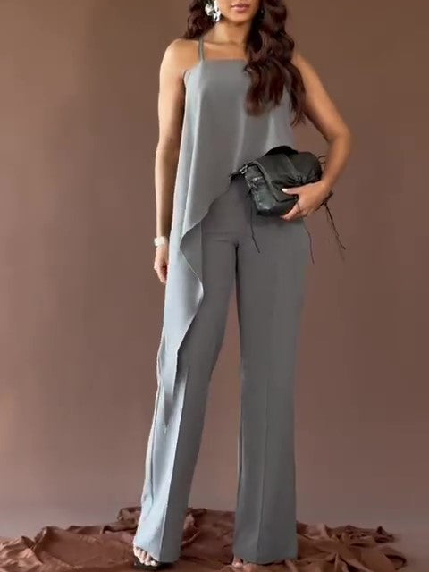 Women’s Spaghetti Strap Jumpsuit | Grey | Casual | Chic