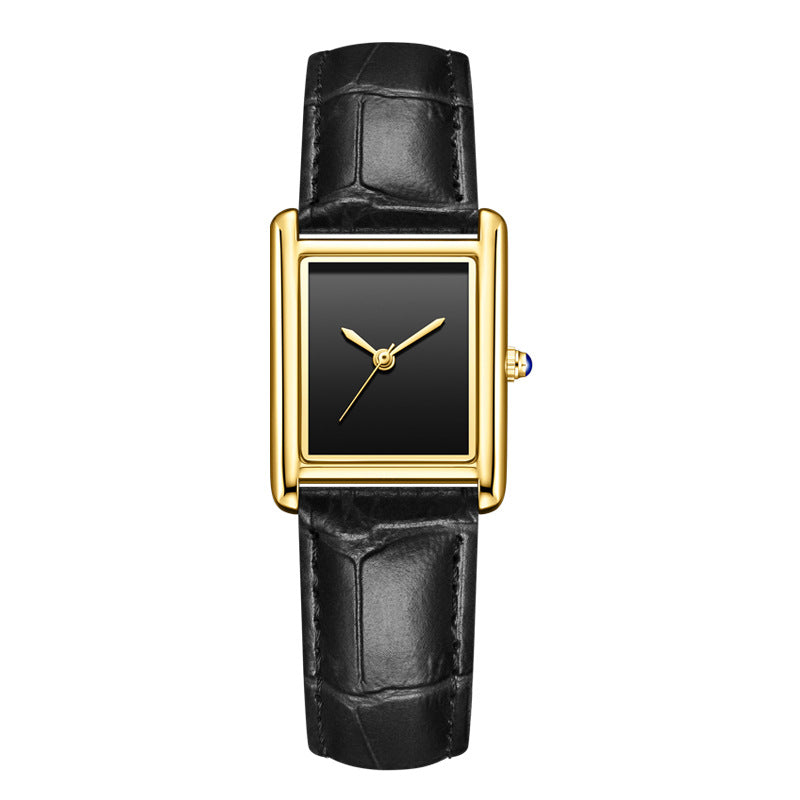Women’s Square Quartz Watch | Leather Strap | Casual | Waterproof