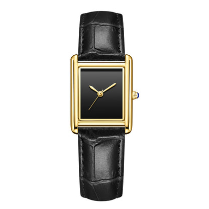 Women’s Square Quartz Watch | Leather Strap | Casual | Waterproof