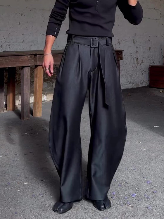 Men’s High Waist Wide Leg Pants Bottoms | Black | Oversized | Chic