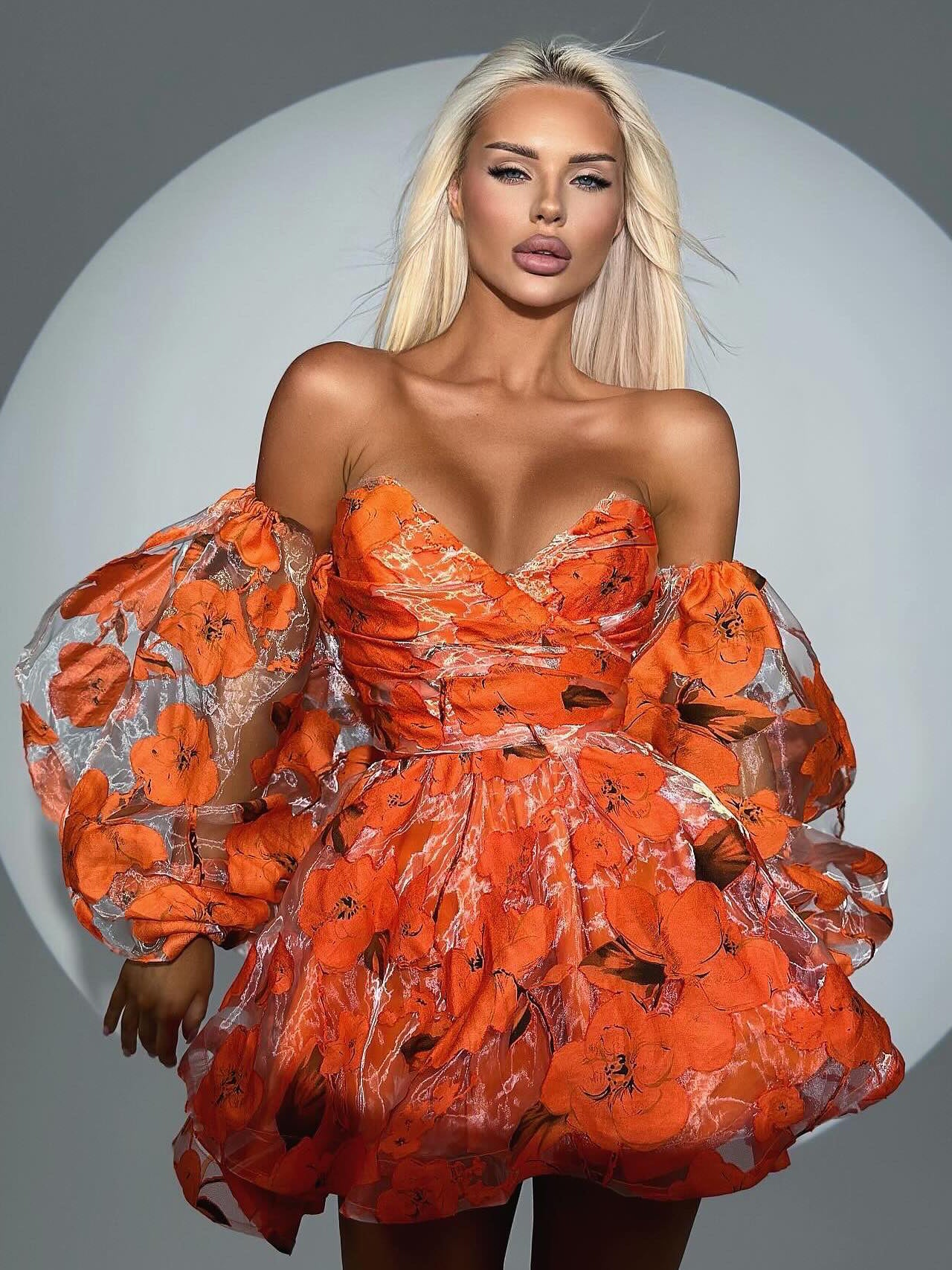 Women’s Floral Off Shoulder Mini Dress | Lantern Sleeve | Elegant | Chic