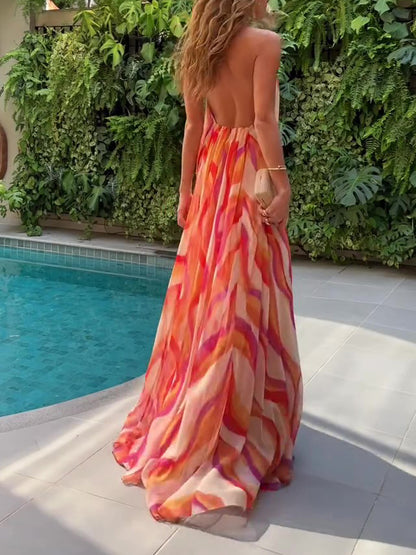 Women’s Halter Neck Gradient Backless Maxi Dress | Holiday | Elegant | Party