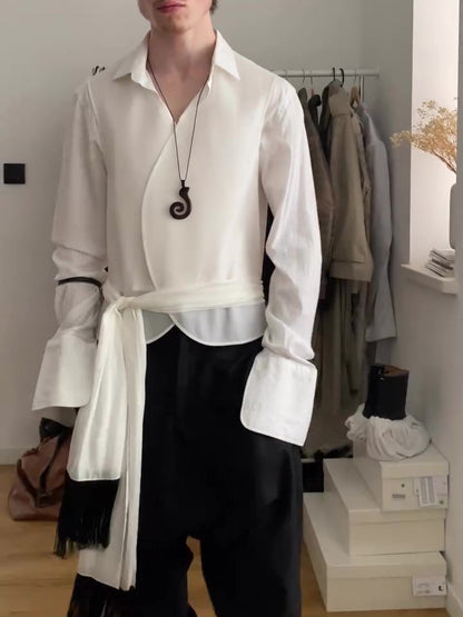 Men’s Two-Piece Elegant Set | Tassel Belt | Casual | Chic
