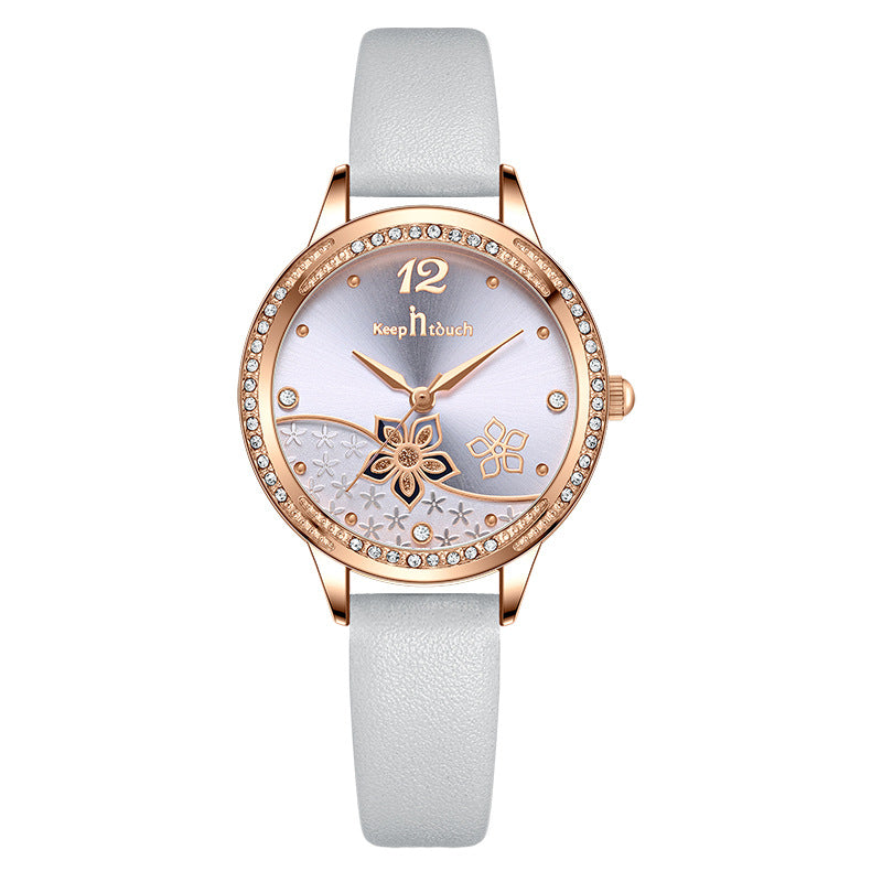 Women’s Flower Dial Waterproof Quartz Watch | Simple | Trendy | Fashion