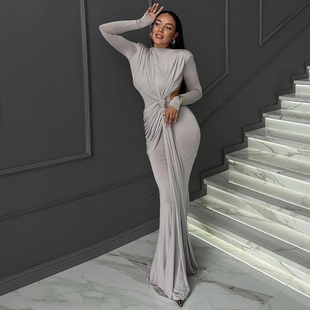 Women’s Long Sleeve Slim Fit Maxi Dress | Elegant