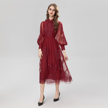 Women’s Waist Fit Dress | Burgundy | Elegant | Chic