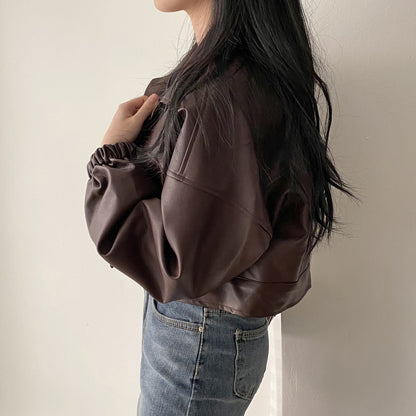 Women’s Short PU Leather Jacket Outerwear | Versatile | Casual | Chic