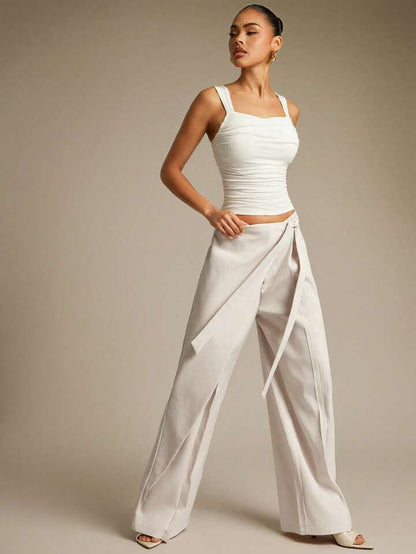 Women’s Wrap Drawstring Pants Bottoms | Casual | Versatile | Chic