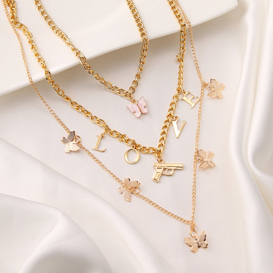 Women’s Jewelry Butterfly Pendant Necklace | Multilayer | Elegant | Gift