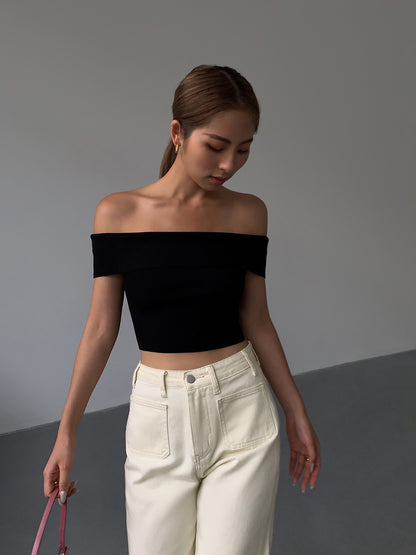 Women’s One Shoulder Knitted Crop Top | Casual | Chic | Stretch