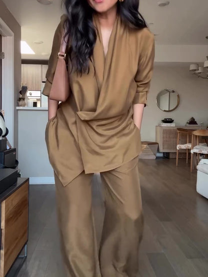 Women’s Satin Summer Set | Wrap Style | Elegant | Chic