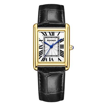 Women’s Square Quartz Watch | Leather Strap | Casual | Waterproof