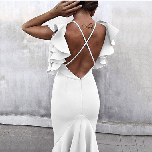 Women’s V Neck Backless Pencil Midi-Maxi Dress | Elegant | Party