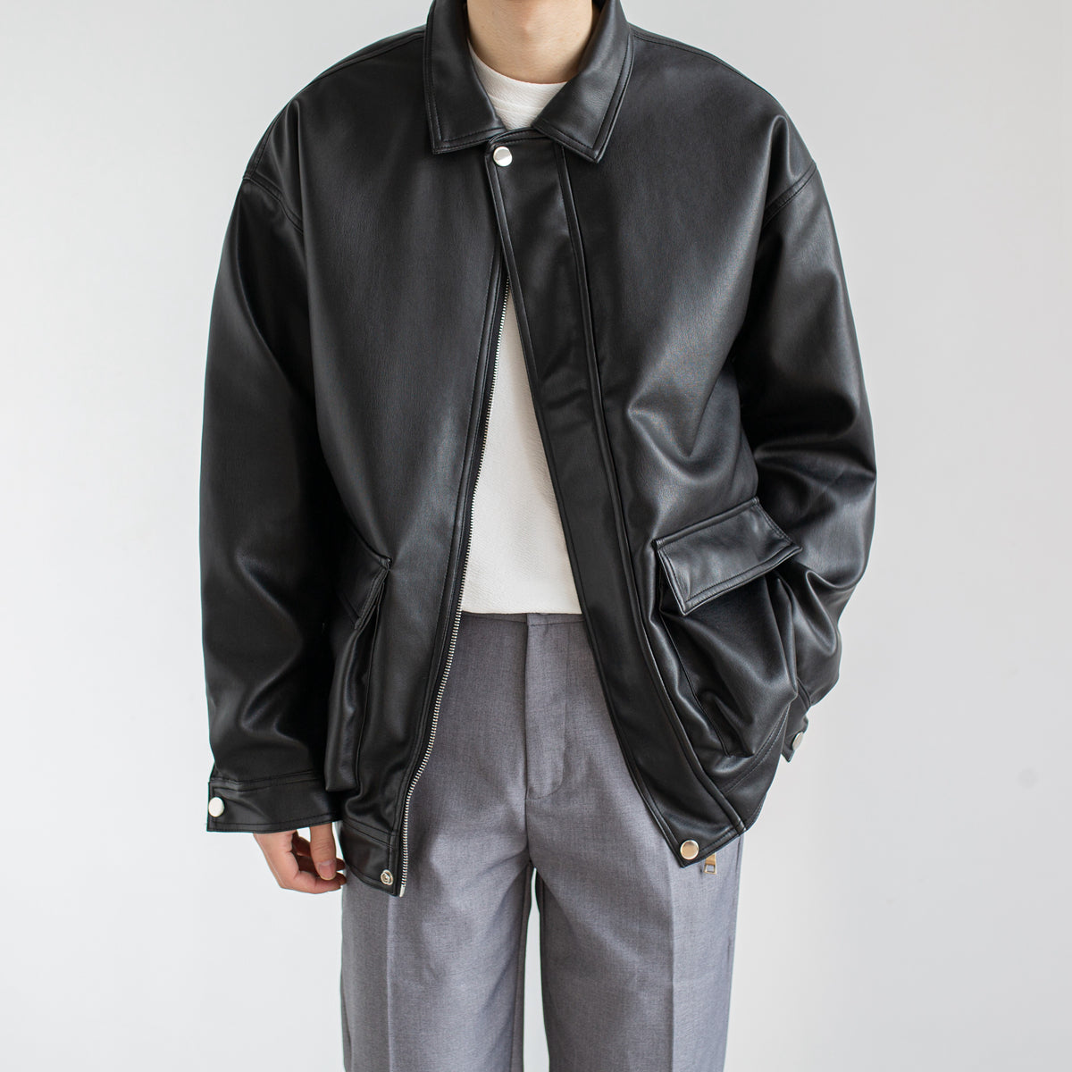Men’s Leather Jacket Outerwear | Black | Chic | Trendy