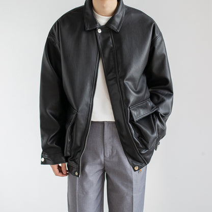 Men’s Leather Jacket Outerwear | Black | Chic | Trendy