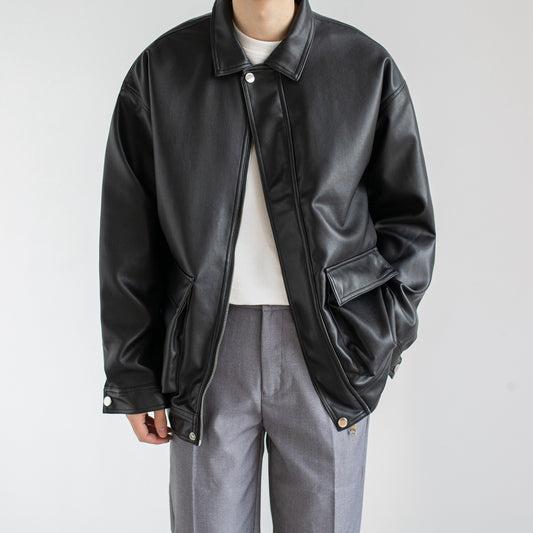 Men’s Leather Jacket Outerwear | Black | Chic | Trendy