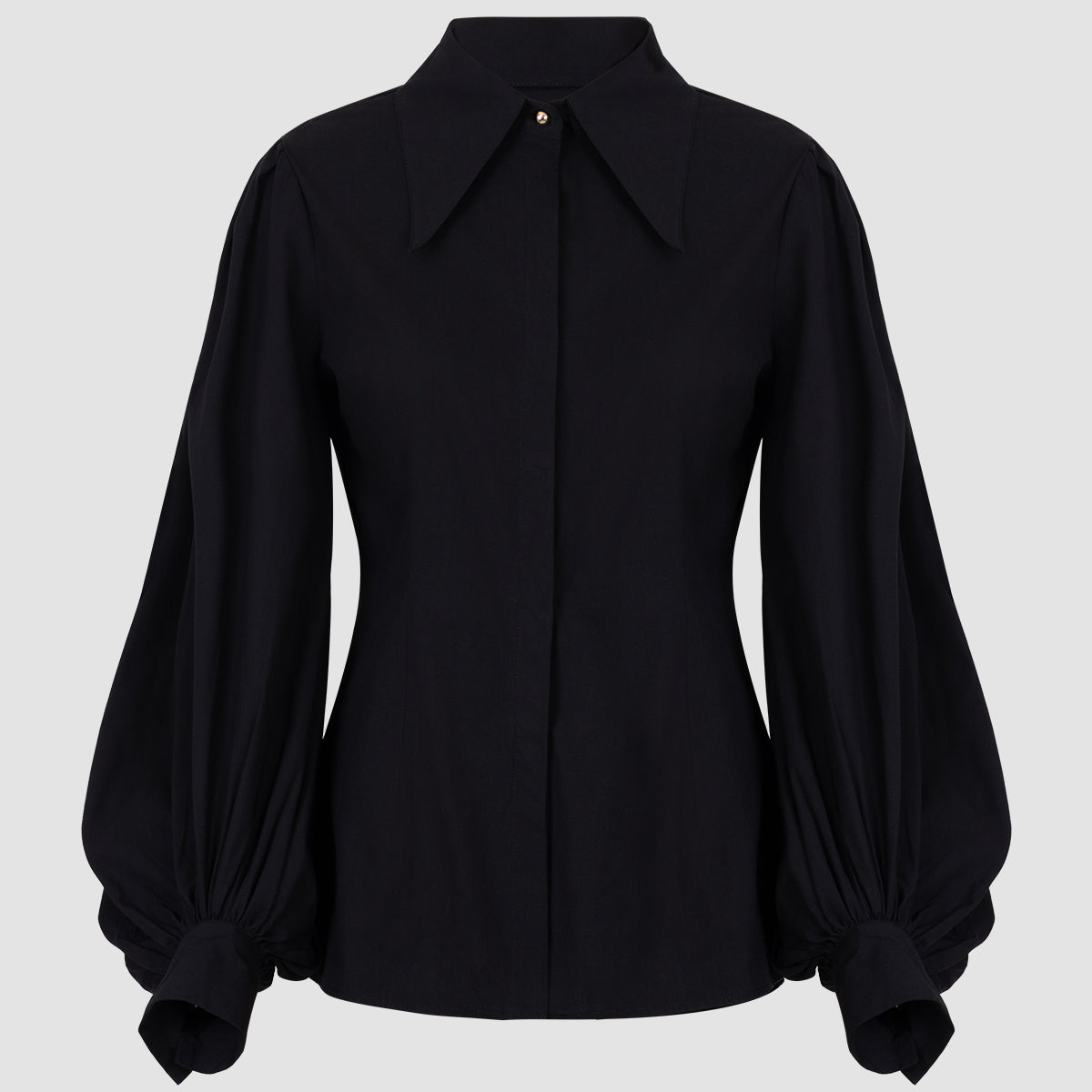 Women’s Oversized Collar Balloon Sleeve Shirt Top | Black | Chic | Casual