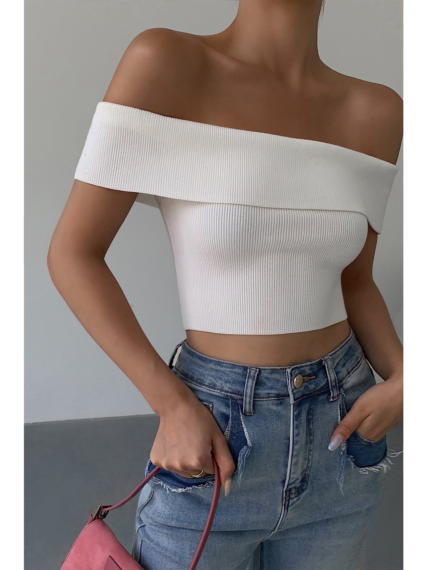 Women’s One Shoulder Knitted Crop Top | Casual | Chic | Stretch