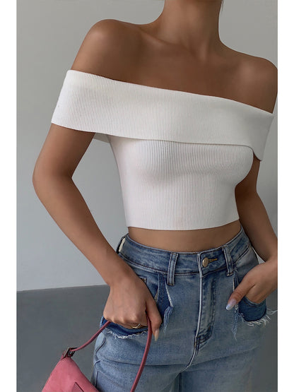Women’s One Shoulder Knitted Crop Top | Casual | Chic | Stretch