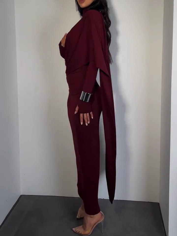 Women’s Turtleneck Long Sleeve Slim Dress | Brown | Elegant | Casual