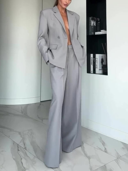 Women’s Two Piece Suit | Gray | Single Button | Elegant