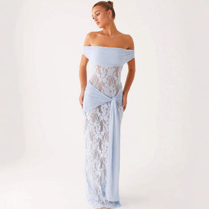 Women’s Lace Cutout Ribbon Maxi Dress | Elegant | Party | Evening