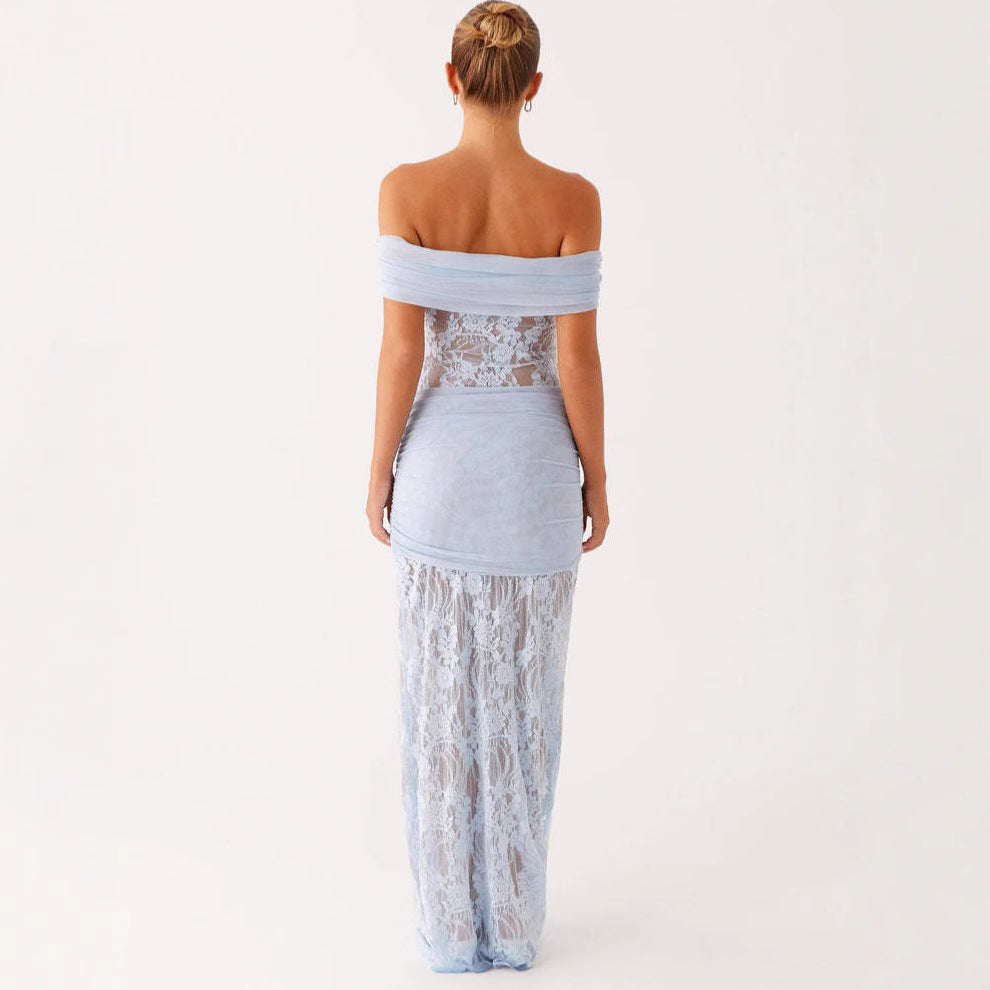 Women’s Lace Cutout Ribbon Maxi Dress | Elegant | Party | Evening