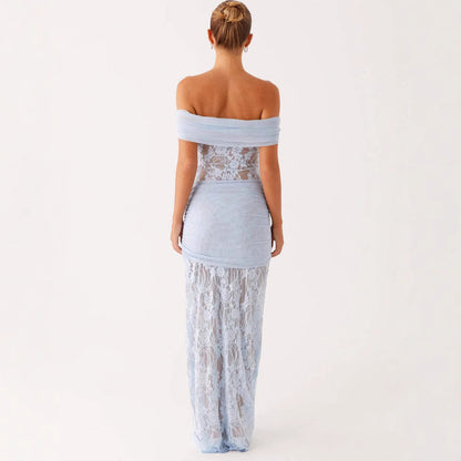 Women’s Lace Cutout Ribbon Maxi Dress | Elegant | Party | Evening