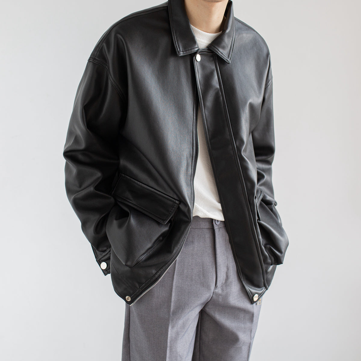 Men’s Leather Jacket Outerwear | Black | Chic | Trendy