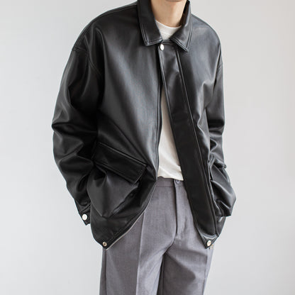 Men’s Leather Jacket Outerwear | Black | Chic | Trendy